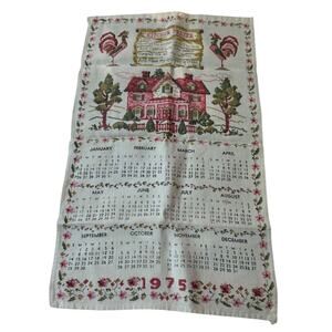 VTG 1975 Calendar Tea Towel Kitchen Prayer Wall Hanging Farmhouse Religion READ